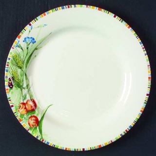 Gien Cherry Dinner Plate, Fine China Dinnerware   Fruit,Flowers,Wheat,Multicolor