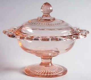 Anchor Hocking Lace Edge Pink 3 X 7 Inch Compote with Lid   Aka Old Colony,Pin