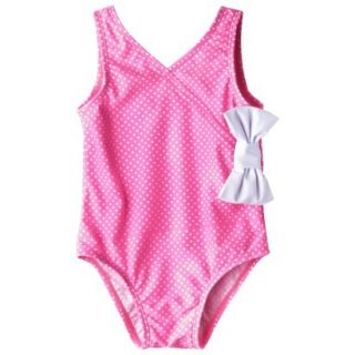 Circo Infant Toddler Girls Polka Dot 1 Piece Swimsuit   Pink 18 M