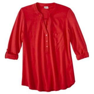 Merona Womens Knit To Woven Popover Top   Wowzer Red   M