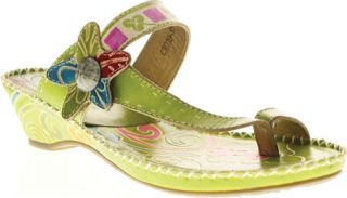 Womens Spring Step Picnic   Green Leather Ornamented Shoes