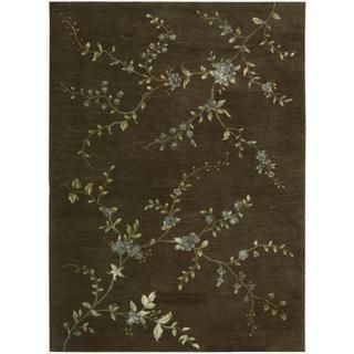 Hand tufted Modern Elegance Floral Brown Rug (96 X 136)