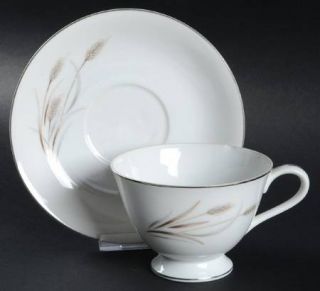 Empress (Japan) Fiesta Footed Cup & Saucer Set, Fine China Dinnerware   Brown Wh