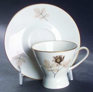Rosenthal   Continental Shadow Rose Footed Cup & Saucer Set, Fine China Dinnerwa