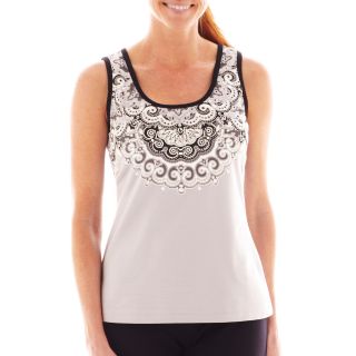 Made For Life Medallion Print Tank Top, Grey, Womens