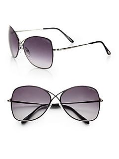 Tom Ford Eyewear Colette Rimless Oversized Aviator Sunglasses   Gunmetal