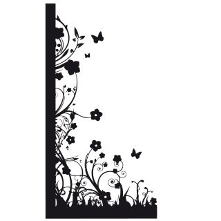 Flowers Vinyl Wall Decal Art (Glossy blackDimensions 22 inches wide x 35 inches long )