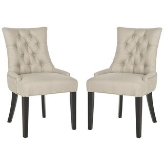 Ashley Antique Gold Side Chair (set Of 2) (Antique goldIncludes Two (2) chairsMaterials Birchwood and viscose/ linen fabricFinish EspressoSeat dimensions 18.1 inches width and 16.7 inches depthSeat height 19.5 inchesDimensions 36.4 inches high x 22 