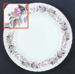Creative Regency Rose Dinner Plate, Fine China Dinnerware   Pink Roses, Gray/Gre