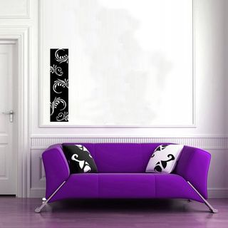 Ornamental Floral Glossy Black Vinyl Sticker Wall Decal (Glossy blackTheme FloralMaterials VinylIncludes One (1) wall decalEasy to apply; comes with instructions Dimensions 25 inches wide x 35 inches longAll measurements are approximate. )