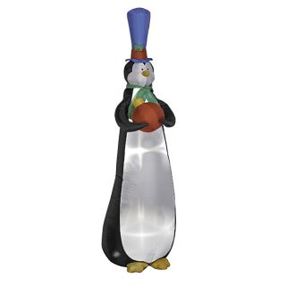 9 foot Large Airblown Sky High Penguin Holding Red Ornament