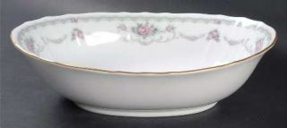 Noritake Elmsford 10 Oval Vegetable Bowl, Fine China Dinnerware   Green,Tan Bor