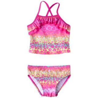 Circo Infant Toddler Girls 2 Piece Cheetah Tankini Swimsuit Set   Pink 4T