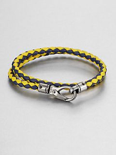 Tods Leather Double Wrap Bracelet   Blue Yellow