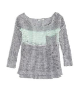 Grey AEO Factory Lightweight Pocket Sweater, Womens XXS