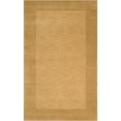 Hand crafted Gold Tone on tone Bordered Wool Rug (6 X 9)
