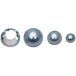 Non adhesive Blue Flat Back Pearl and Rhinestone Collection Pack