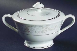 Fine China of Japan Adele Sugar Bowl & Lid, Fine China Dinnerware   M,White/Gray
