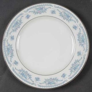 Sango Winsford Salad Plate, Fine China Dinnerware   Blue & Pink Flowers,Blue Scr
