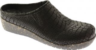 Womens Elites Alex   Black Matte Croc Print Leather Casual Shoes