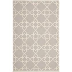 Moroccan Dhurrie Grey/ivory Geometric Pattern Wool Rug (9 X 12)