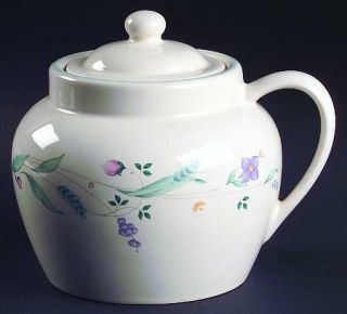 Pfaltzgraff April  Bean Pot & Lid, Fine China Dinnerware   Stoneware, Floral On