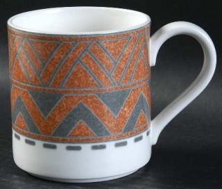 Noritake Crossways Mug, Fine China Dinnerware   Gray & Rust Geometric Band