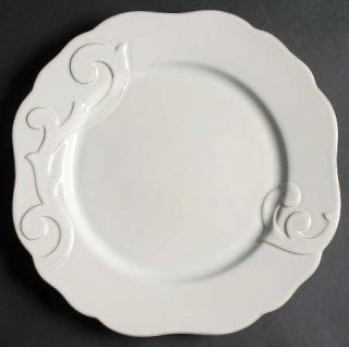Casafina Arabesque White Dinner Plate, Fine China Dinnerware   White,Raised Scro