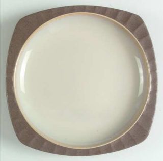 Sango Contrast Brown Salad Plate, Fine China Dinnerware   Brown Band,Ribbed,Mult