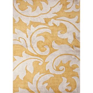 Hand tufted Transitional Abstract Pattern Yellow Rug (5 X 8)