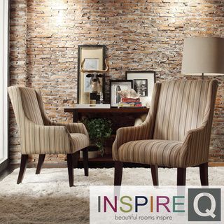 Inspire Q Kiefer Montgomery Striped Fabric Sloping Arm Hostess Chair
