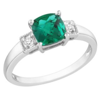 1 Carat Created Emerald and Diamond Accent Fashion Ring in Sterling Silver