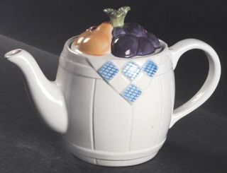 Pfaltzgraff Hopscotch (Fruit) Teapot & Lid, Fine China Dinnerware   Fruit Center