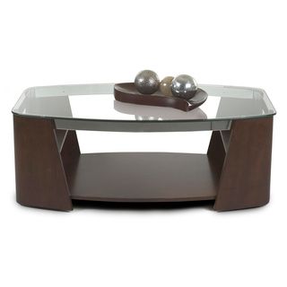 Celeste Mahogany Wood And Nickel Cocktail Table