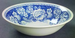 Masons Blue & White Coupe Cereal Bowl, Fine China Dinnerware   White Roses On B