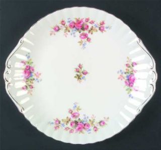 Royal Albert Moss Rose (Montrose Shape) Handled Cake Plate, Fine China Dinnerwar