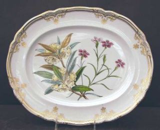 Spode Stafford Flowers (Bone) 14 Oval Serving Platter, Fine China Dinnerware  