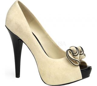 Womens Pin Up Lolita 10   Beige Sueded PU Ornamented Shoes
