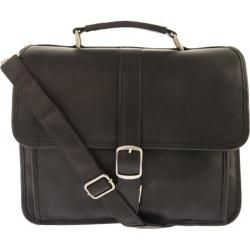 Piel Leather Small Flap over Laptop Brief 2991 Black Leather