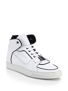 Versace Collection Logo Bit High Top Sneakers   White  Versace Collection Shoes
