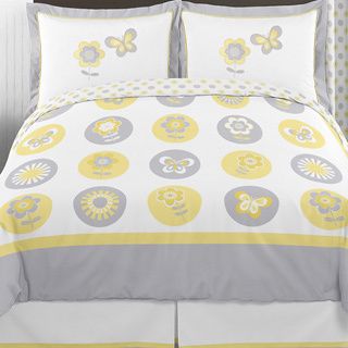 Sweet Jojo Designs Mod Garden 3 piece Full/queen Comforter Set (Gray/white/yellowMaterials 100 percent cotton, microsuede fabricsFill material PolyesterCare instructions Machine washableFull/Queen DimensionsComforter 86 inches wide x 86 inches longSha