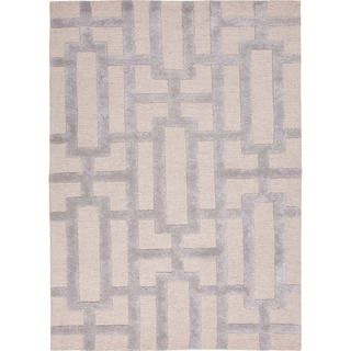 Hand tufted Contemporary Geometric Pattern Ivory Rug (36 X 56)