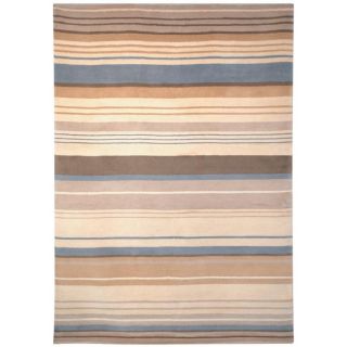 Hand knotted Lexington Stripes Beige/ Blue Wool Rug (5 X 8)