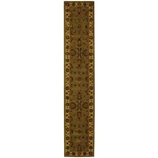 Handmade Heritage Kerman Green/ Gold Wool Runner (23 X 10) (GreenPattern OrientalMeasures 0.625 inch thickTip We recommend the use of a non skid pad to keep the rug in place on smooth surfaces.All rug sizes are approximate. Due to the difference of moni