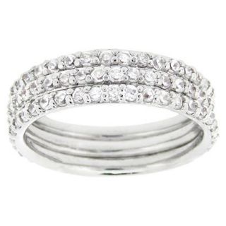 Sterling Silver Cubic Zirconium Stackable Eternity Ring Set   Silver (6)