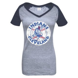 MLB Womens Cleveland Indians T Shirt   Grey/Navy (XL)