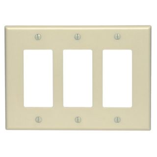 Leviton 80611I Electrical Wall Plate, Midway Size Decora, 3Gang Ivory