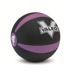 Valeo Medicine Ball (4 Pound) (Black/purpleWeight 4 poundsMaterials RubberRecommended Use Helps develop core strengthSturdy rubber construction with textured surface for superior grip Durability built to bounce off hard surface Helps develop core stren