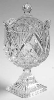 Godinger Crystal Pineapple Collection Footed Candy Dish with Lid   Criss Cross&F