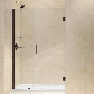 Dreamline Oil Rubbed Bronze Unidoor 46 47 inch Frameless Hinged Shower Door (Tempered glass, aluminum, brassOptional SlimLine shower base and backwalls available Intended use IndoorTempered glass ANSI certifiedAssembly requiredProduct Warranty Limited 5